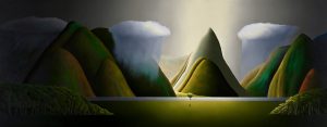 Fragments of Memory, Fiordland, Oil on Board 1800x700